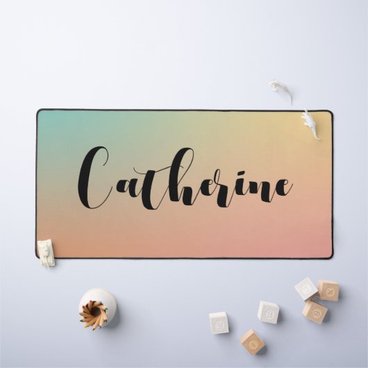 Minimalistisch pastel regenboog handschrift script bureaumat (Kindertafel)