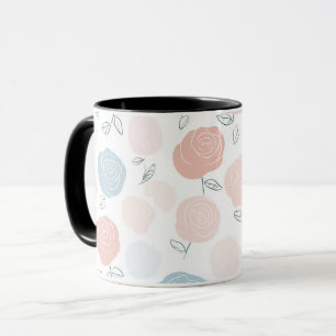 Minimalistisch Pastel Roze Wit Bloemmotief Mok