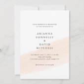 Minimalistisch penseel | Blush Pink Stripe Weddens Kaart (Voorkant)