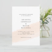 Minimalistisch penseel | Blush Pink Stripe Weddens Kaart (Staand voorkant)