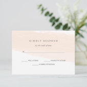 Minimalistisch penseel | Blush Pink Stripe Wedding RSVP Kaartje (Staand voorkant)
