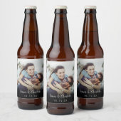 Minimalistisch Persoonlijk Fototext Naam Datum Bier Etiket (Flessen)