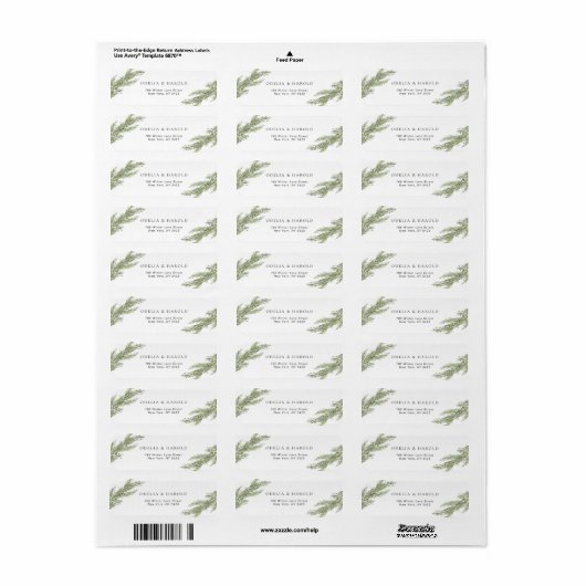 Minimalistisch Pine Tree Branch Bruiloft Retouradr Etiket (Full Sheet)