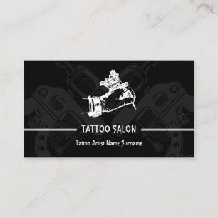 Minimalistisch pistool pen Modern Black Tattoo Art Visitekaartje