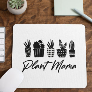 Minimalistisch Plant mama Black White Muismat