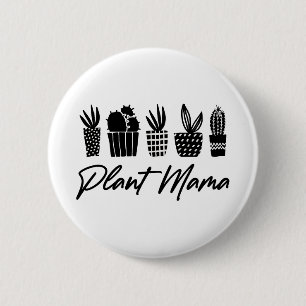Minimalistisch Plant mama Black White Ronde Button 5,7 Cm