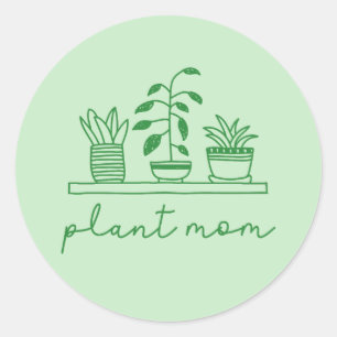 Minimalistisch Plant Moeder Schattige Plant Lover Ronde Sticker