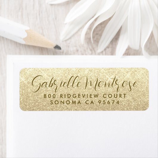 Minimalistisch Platinum Glitter Script Etiket (Insitu)