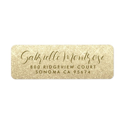 Minimalistisch Platinum Glitter Script Etiket (Voorkant)