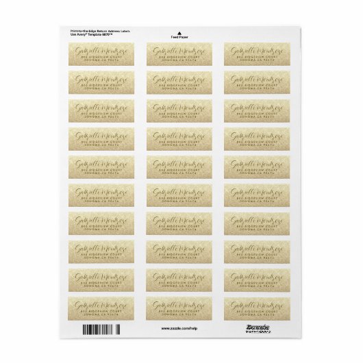 Minimalistisch Platinum Glitter Script Etiket (Full Sheet)