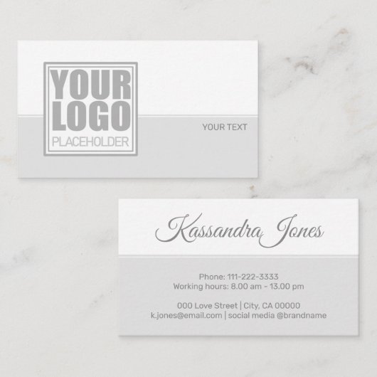 Minimalistisch platte grijze en witte logo visitekaartje