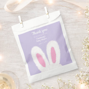 Minimalistisch pluizig konijntje baby shower bedankzakje