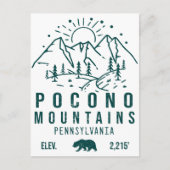Minimalistisch Poconos Retro Pennsylvania Briefkaart (Voorkant)
