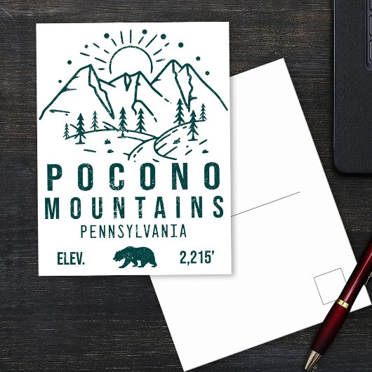 Minimalistisch Poconos Retro Pennsylvania Briefkaart