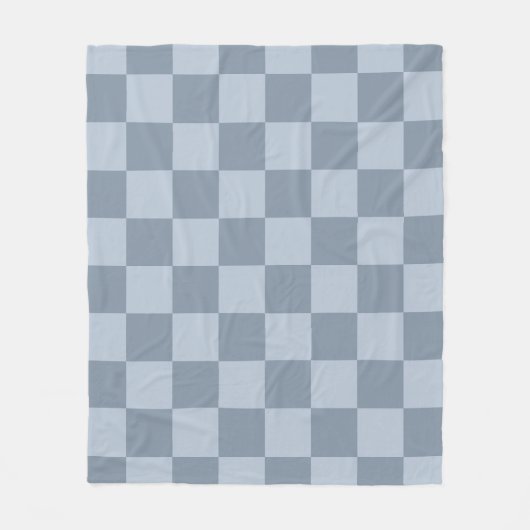 Minimalistisch poederblauw schaakbordpatroon fleece deken (Voorkant)
