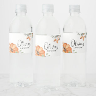 Minimalistisch pompoen Baby shower Waterfles Etiket