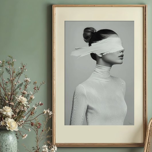 Minimalistisch portret Abstracte blinddoek Poster