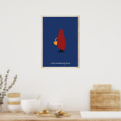 Minimalistisch Poster met klein rood rondstrooien (Keuken)