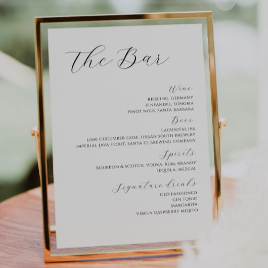 Minimalistisch Poster van het Menu van de Bar van 