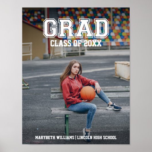 Minimalistisch Poster voor foto-Afstuderen Varsity (Voorkant)