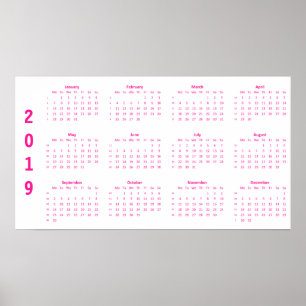 Minimalistisch Poster voor hot-roze agenda 2019