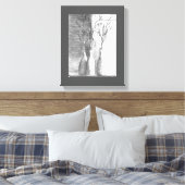 Minimalistisch potlood schets zwart wit bloemen canvas afdruk (Insitu (Slaapkamer))