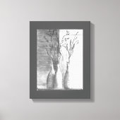 Minimalistisch potlood schets zwart wit bloemen canvas afdruk (Voorkant)