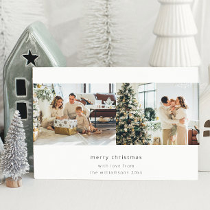 Minimalistisch Prettig Kerst 3 Foto Horizontaal Feestdagenkaart