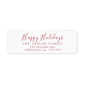 Minimalistisch Prettige feestdagen retouradres Etiket (Voorkant)