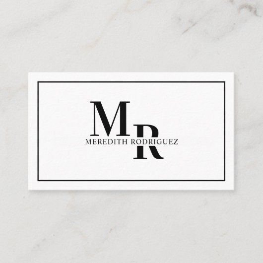 Minimalistisch Professional Elegant Black en White Visitekaartje (Voorkant)