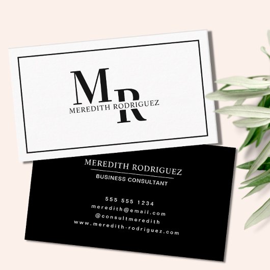 Minimalistisch Professional Elegant Black en White Visitekaartje