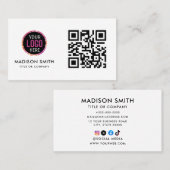 Minimalistisch Professioneel Bedrijf Logo QR Code  Visitekaartje (Voorkant / Achterkant)
