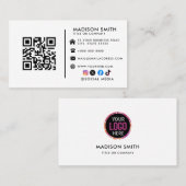 Minimalistisch Professioneel Bedrijf Logo QR Code  Visitekaartje (Voorkant / Achterkant)