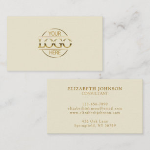 Minimalistisch professioneel beige gouden bedrijfs visitekaartje