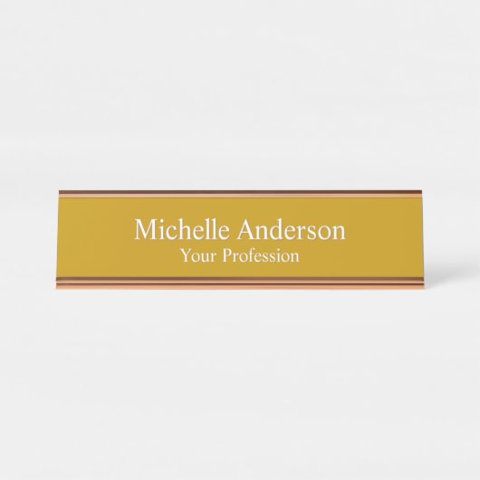 Minimalistisch Professioneel Modern Plain Dijon Ge Bureau Naambordje (Voorkant)