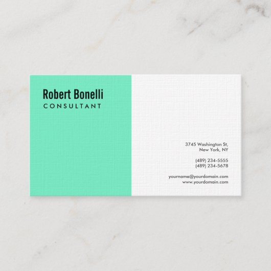 Minimalistisch professioneel modern Premium Linen Visitekaartje (Voorkant)