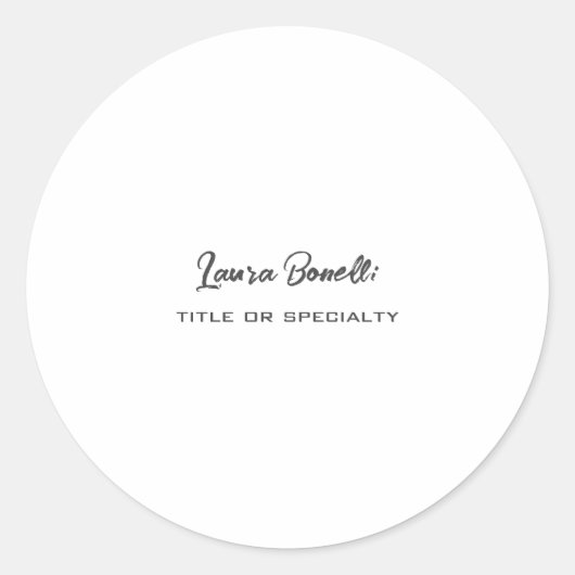 Minimalistisch Professioneel Modern Ronde Sticker (Voorkant)