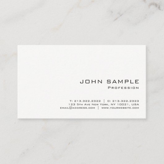 Minimalistisch professioneel, modern, wit matte visitekaartje (Voorkant)
