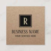 Minimalistisch professioneel monogram Logo Rustic Vierkante Visitekaartje (Voorkant)