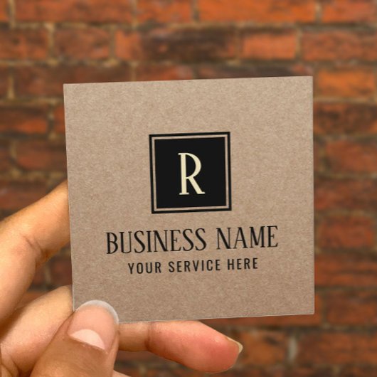 Minimalistisch professioneel monogram Logo Rustic Vierkante Visitekaartje