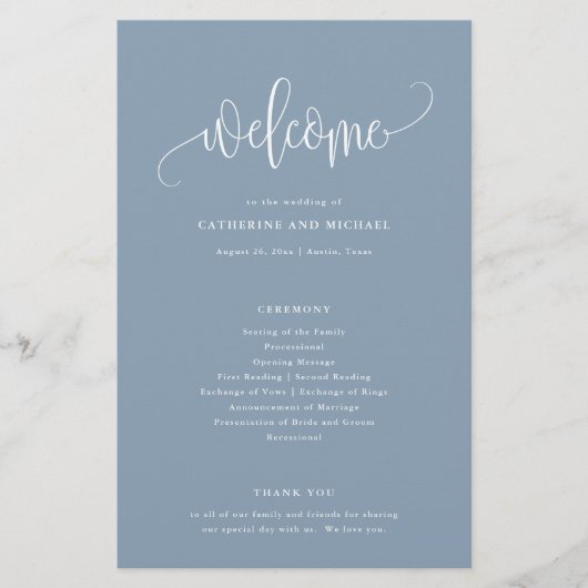 Minimalistisch programma voor een blauwboekje voor flyer (Voorkant)