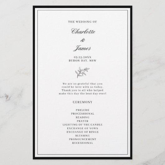 Minimalistisch programma voor Leaf Wedding Ceremon (Voorkant)