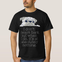 Minimalistisch Pug Zwart T-shirt: Bark