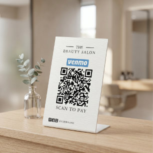 Minimalistisch QR-code betaalbord voor Salon Lash Reclamebord Met Voetstuk