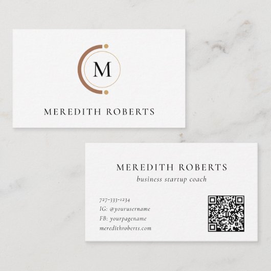Minimalistisch QR Code Custom Monogram Visitekaartje (Voorkant / Achterkant)