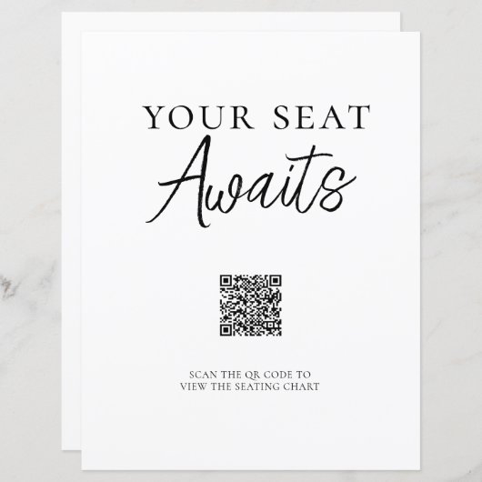 Minimalistisch QR-code zitkaartteken (Voorkant / Achterkant)