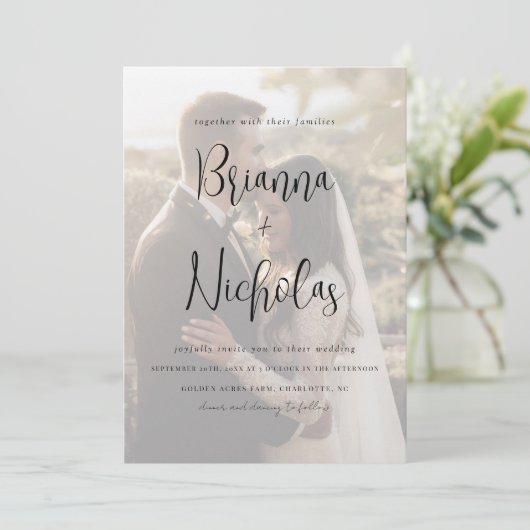 Minimalistisch QR-codefotohuwelijk Kaart (Staand voorkant)