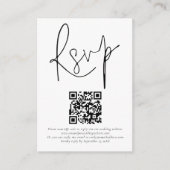 Minimalistisch QR-codescript bruiloft RSVP Informatiekaartje (Voorkant)