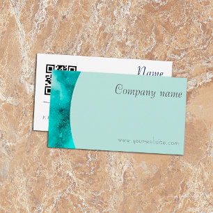 Minimalistisch QR turquoise groen wit Visitekaartj Visitekaartje