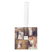 Minimalistisch rasterlijnvakantie bruiloft 4 foto kubus ornament (Voorkant)